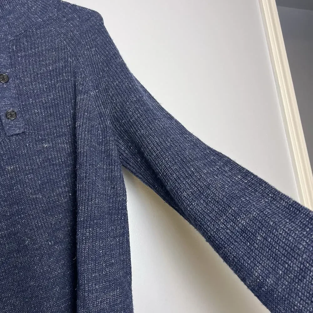 Banana Republic Men's Wool Linen Waffle Knit Sweater Blue Sz L casual office